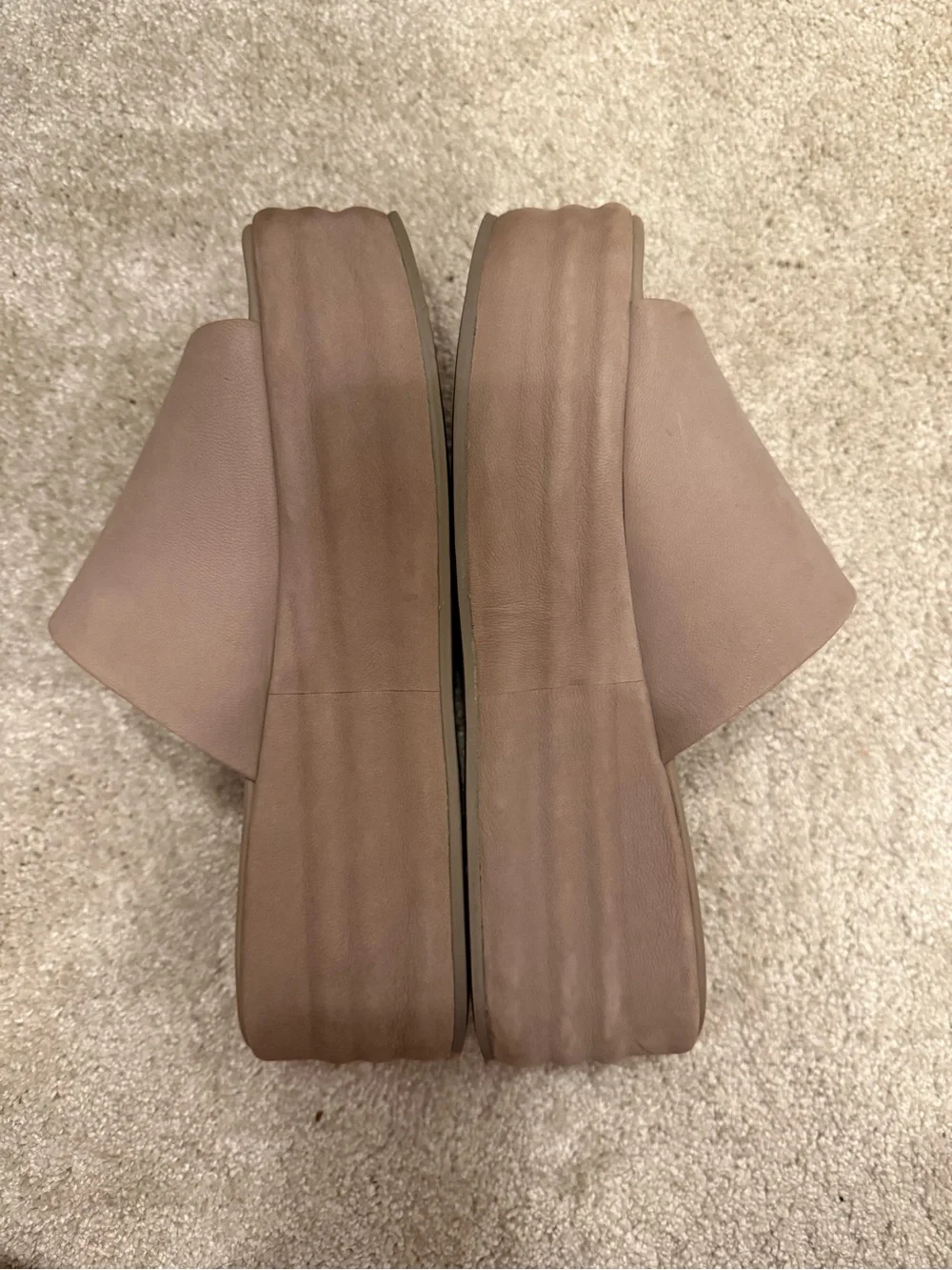 Free People Taupe Platform Slide Sandals